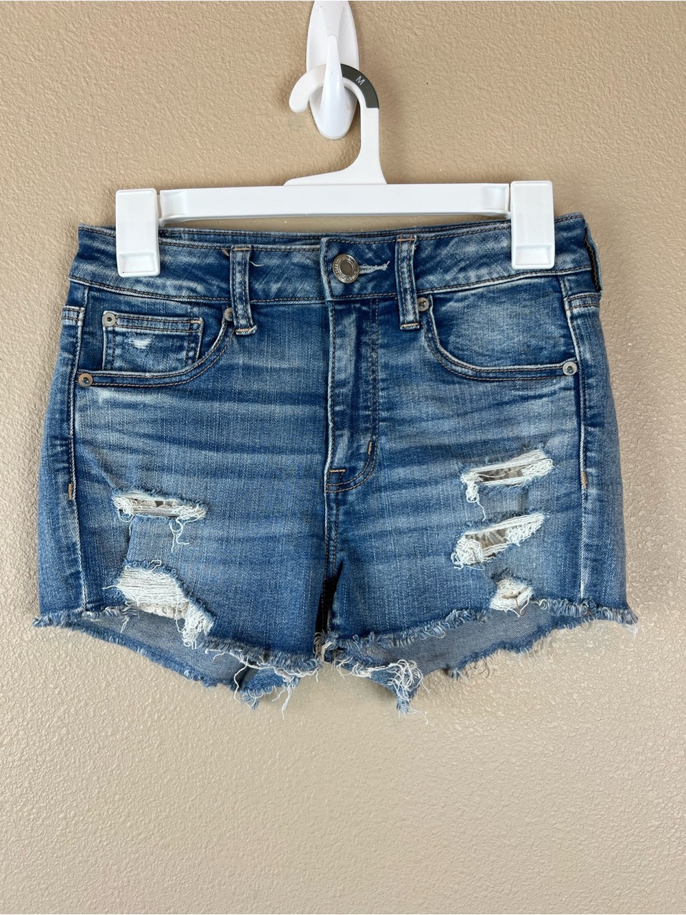 AE high rise shortie jeans shorts